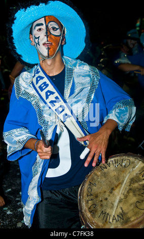 Candombe drummer in the Montevideo annual Carnival Stock Photo