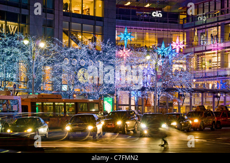 Christmas New York Lights Decorations Time Warner Center at Columbus Circle Stock Photo