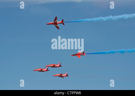 Red Arrows display Royal International Air Tattoo Event Stock Photo