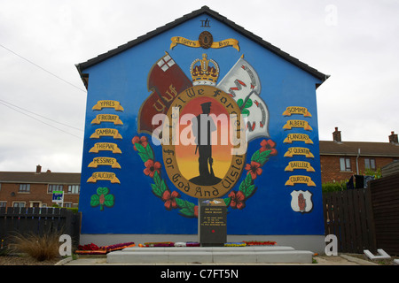 tigers bay uvf ulster volunteer force royal irish rifles war memorial loyalist wall mural painting north belfast Stock Photo