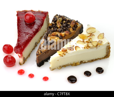 slices of cheesecakes , close up Stock Photo