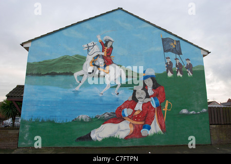 king billy king james battle of the boyne loyalist wall mural painting west belfast northern ireland Stock Photo