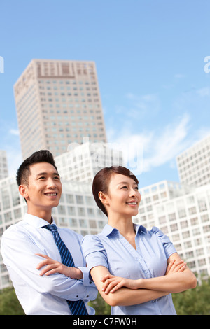 Colleagues Standing Confidently Together Stock Photo