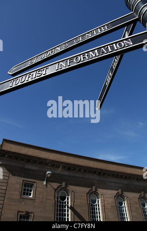 City of Perth, Scotland. A direction sign near St John’s Place with ...