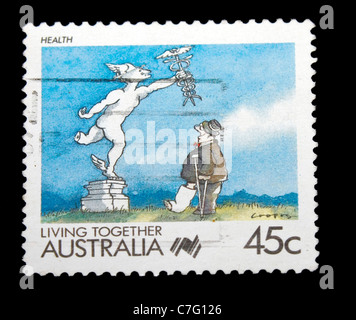 An Australian postage stamp isolated in black background Stock Photo