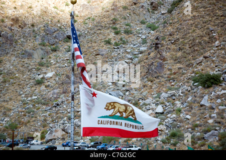 Flags at Aerial Tramway in Palm Springs Stock Photo