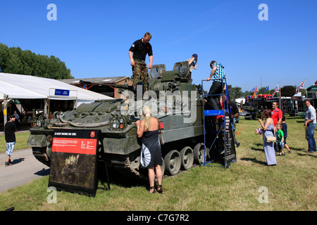 A British Army Warrior Armoured Fighting Vehicle on display at a recruiting center part of the Bath and West show in Somerset Stock Photo