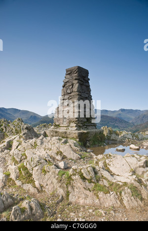 Original trig point on top of Loughrigg Fell, Lake District Stock Photo