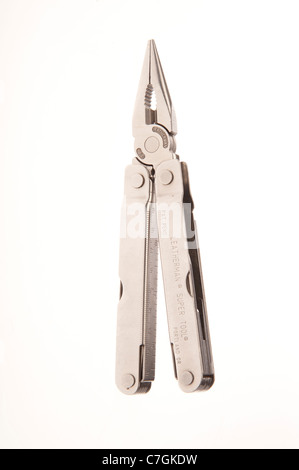 A Leatherman multi tool knife blades tools tool kit Stock Photo