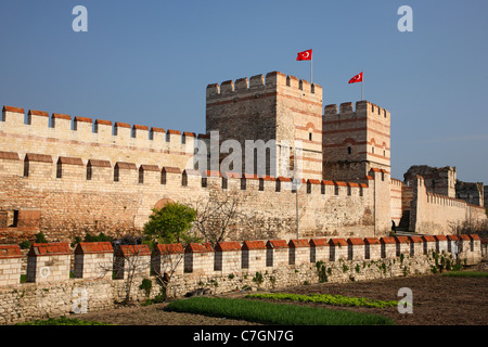 Part of the Theodosian (byzantine) walls of Istanbul, Turkey Stock ...