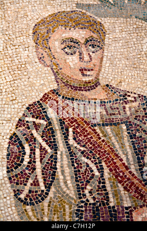 Mosaic in Corridor of Hunting Scenes, Villa Romana del Casale, Piazza Armerina, Sicily, Italy Stock Photo