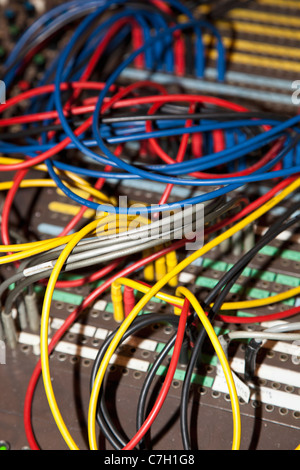 Detail of cables and a sound mixer Stock Photo