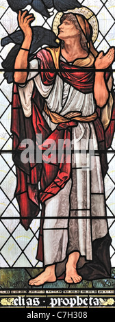 Stained glass window depicting Elijah the Prophet, Brampton Church, Cumbria, England Stock Photo