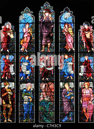 The East window, designed by Edward Burne-Jones, in St Martin's Church, Brampton, Cumbria, England Stock Photo