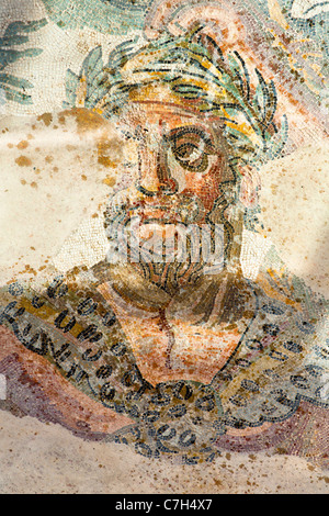 Hercules, part of Labours of Hercules mosaic in Triclinium, dining room, Villa Romana del Casale, Piazza Armerina, Sicily, Italy Stock Photo