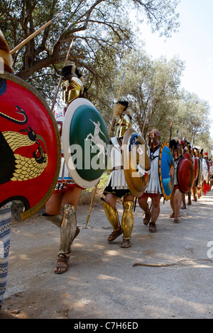 Reenactment the Battle of Marathon in Greece Stock Photo
