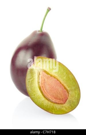 Plum isolated on white, clipping path included Stock Photo