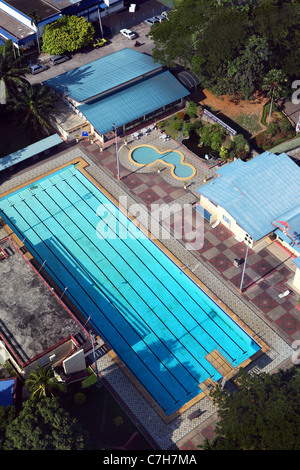 Merdeka swimming pool from Menara Taming Sari (Melaka Tower). Stock Photo