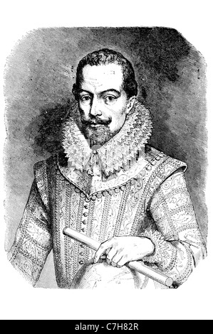 Sir Walter Raleigh portrait English aristocrat writer poet soldier courtier spy explorer tobacco England Protestant costume Stock Photo