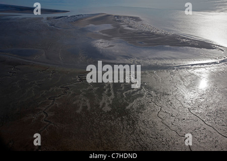 Aerial view of marsh lands along the Cook Inlet, Alaska, United States of America Stock Photo