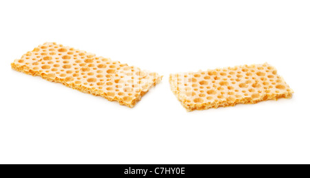 broken crunchy cracker isolated on white background Stock Photo