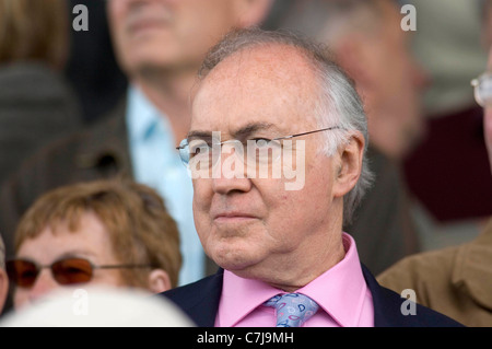 Michael Howard visiting Ffos Las horse racing course north of the town of Llanelli in the Gwendraeth Valley in Carmarthenshire. Stock Photo