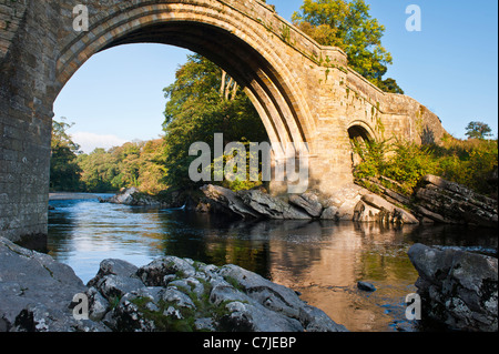 Devil's Bridge at sunrise, Kirkby Lonsdale, Cumbria, England, UK Stock Photo