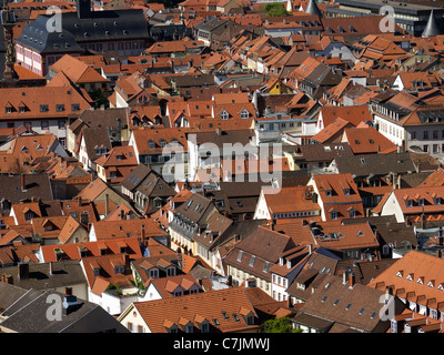 View of rooftops in historic old town of City of Heidelberg in Baden-Wurttemberg Germany Stock Photo
