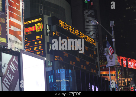 Financial market board in Times Square Stock Photo