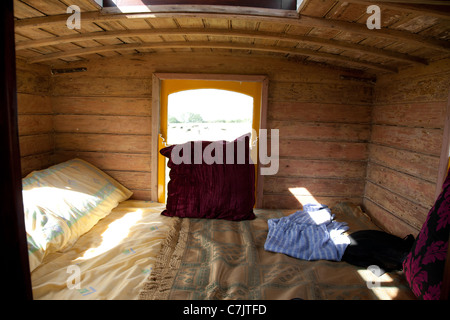 The inside of a restored old Gypsy caravan Stock Photo - Alamy