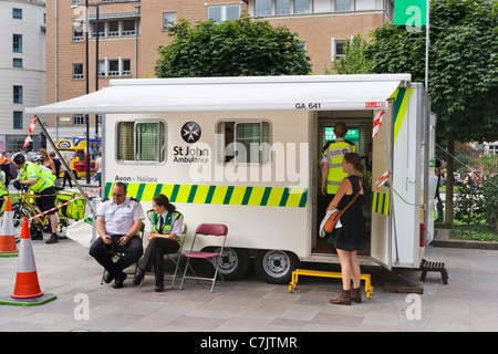 St John Ambulance first aid post at the Harbour Festival in Bristol, Avon, UK Stock Photo