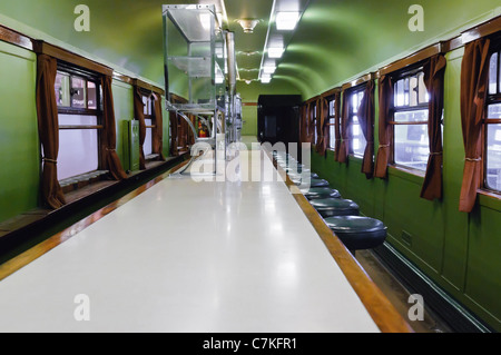 Interior of a railway buffet car from the 1930s. Stock Photo