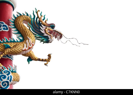 Dragon statue isolated with clipping path. Stock Photo