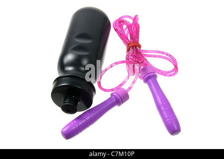Skipping Rope and Plastic Flask Stock Photo