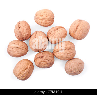 Some walnuts isolated on white background Stock Photo