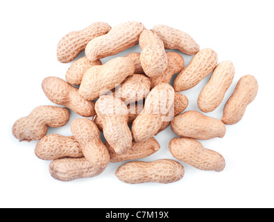 Heap of peanuts isolated on white background Stock Photo