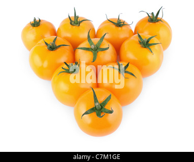 pyramid of yellow tomato isolated on white background Stock Photo