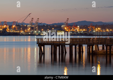 Early Dawn at Alki Beach in Seattle Washington Stock Photo