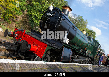 GWR Manor Class No 7812 Erlestoke Manor steam locomotive at Bewdley Station, Worcestershire on the Severn Valley Railway Stock Photo