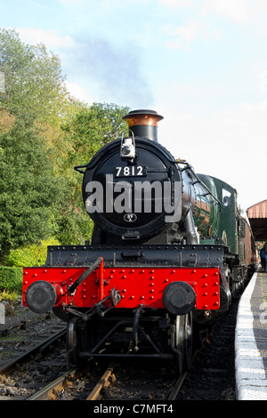 GWR Manor Class No 7812 Erlestoke Manor steam locomotive at Bewdley Station, Worcestershire on the Severn Valley Railway Stock Photo