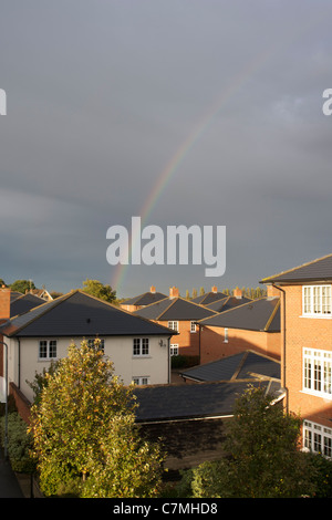rainbow, evening, houses Stock Photo