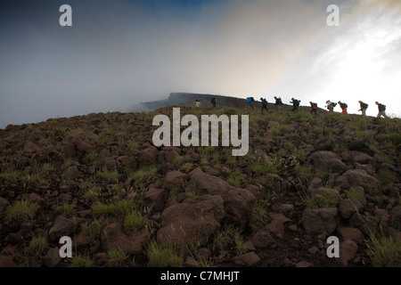 Climbing the Stromboli Volcano Stock Photo