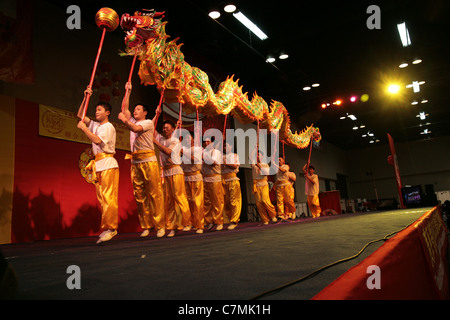 Chinese dancers with a dragon on a new year's celebration Stock Photo