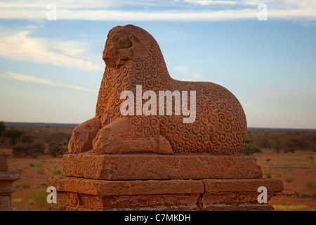 Close up of a ram statue at Temple of Amun, Naqa, Northern Sudan, Africa Stock Photo