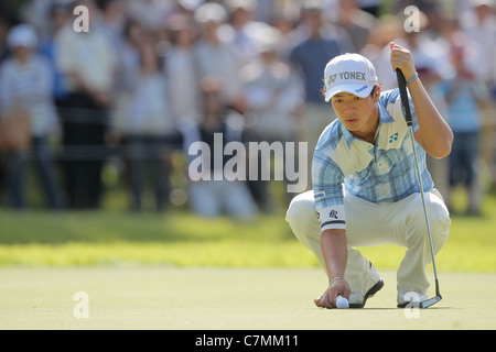 Ryo Ishikawa (JPN) performs during the 2011 Japan Golf Tour Panasonic Open. Stock Photo