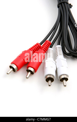 Stereo cables on white background. Stock Photo