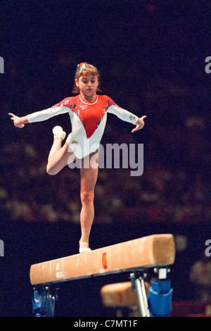 Dominique Moceanu (USA) competing at the 1995 US National Championships ...