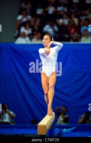 Dominique Moceanu (USA) competing at the 1998 Goodwill Games. Stock Photo