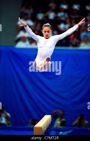 Dominique Moceanu (USA) competing at the 1998 Goodwill Games. Stock Photo