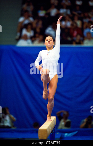 Dominique Moceanu (USA) competing at the 1998 Goodwill Games. Stock Photo